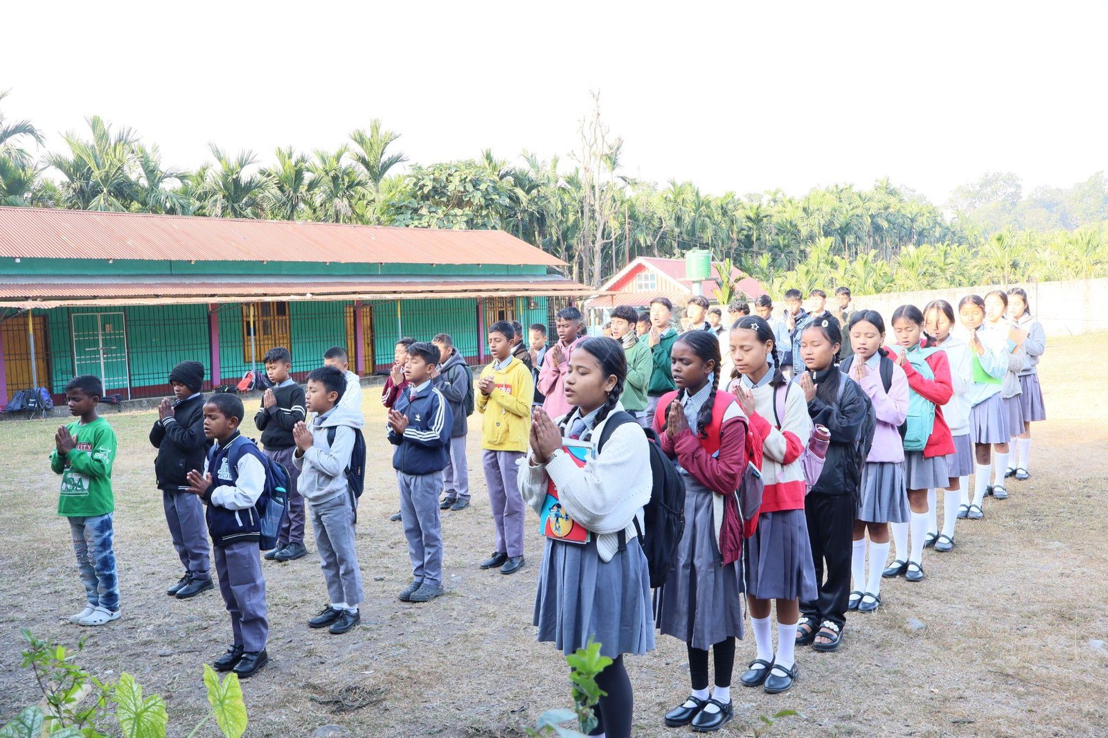 School students in a schoolyard